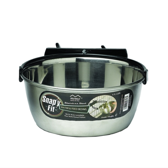 NEW in Package MidWest Homes for Pets Snap’y Fit Stainless Steel Bowl 1 quart - Picture 3 of 3
